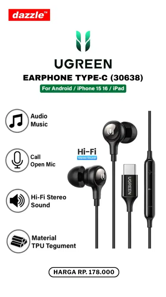 UGREEN EARPHONE TYPE-C (30638)