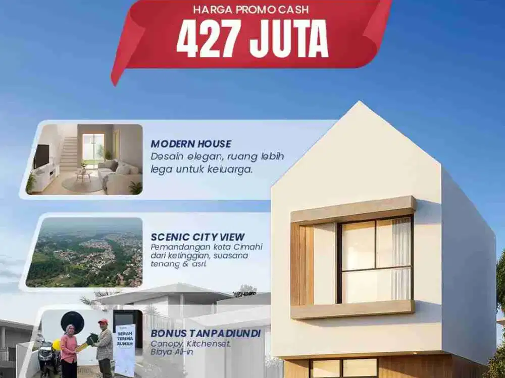 Dijual Rumah 2 lantai indent di Cihanjuang Bebas Biaya Legalitas