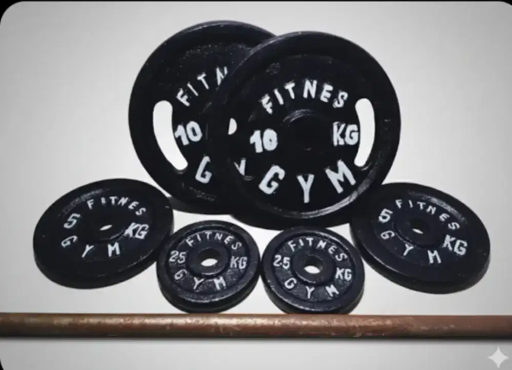 Barbel Besi 1 set 35kg dan stik 180cm