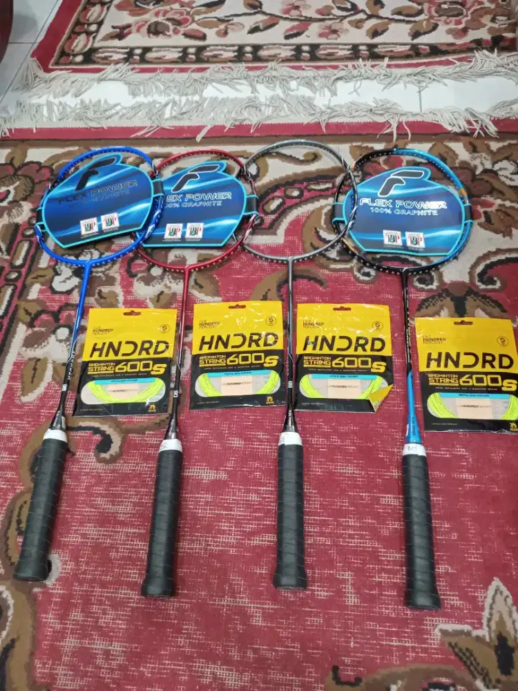 Raket badminthon merk Flex power malaysia baru gress bonus senar
