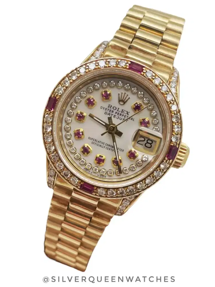 Rolex Ladies Solid gold 18K Ruby diamonds