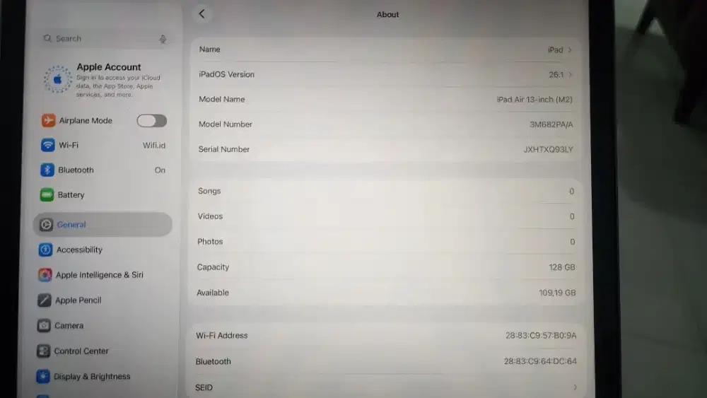 Ipad air 13inc 128 M2 ex.D3m0