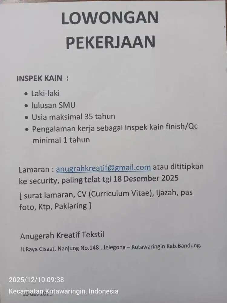 inspek kain rajut