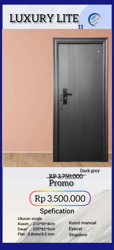 Jual Pintu baja minimalis anti rayap kota Padang