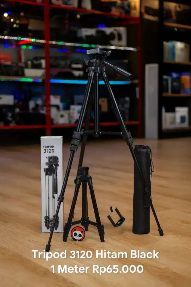 Tripod 3120 Holder Handphone Kaki Stabilizer 1 Meter Hitam