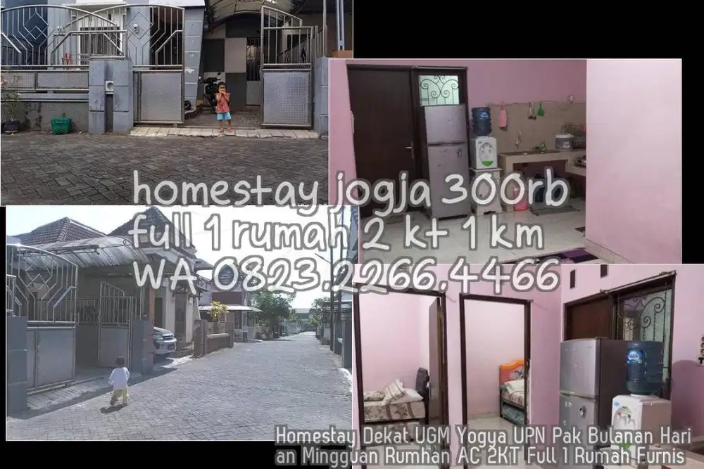 Homestay Dekat UGM Yogya UPN Pak Bulanan Harian Mingguan Rumhan AC 2KT