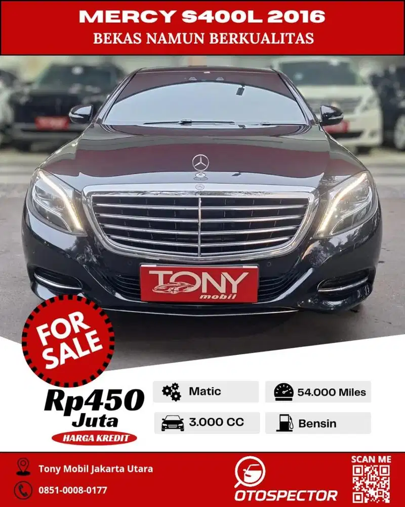 Mercedes Benz S400L 2016 Hitam Panoramic Sunroof