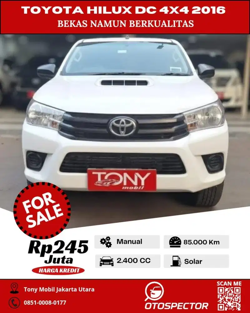 Toyota Hilux DC 4x4 Manual 2016 Putih