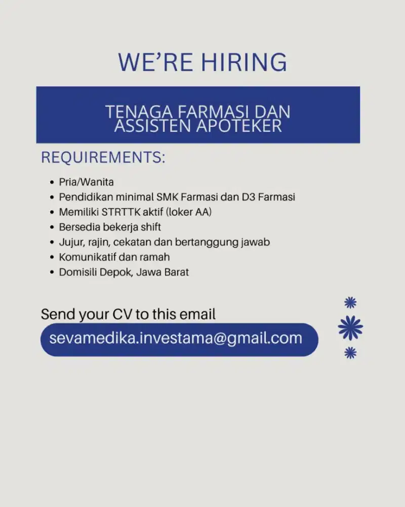Lowongan kerja Asisten Apoteker