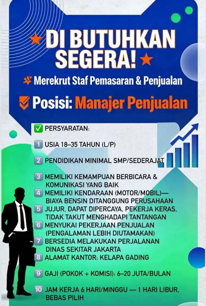 Di BUTUHKAN SEGERA SALES PENJUALAN