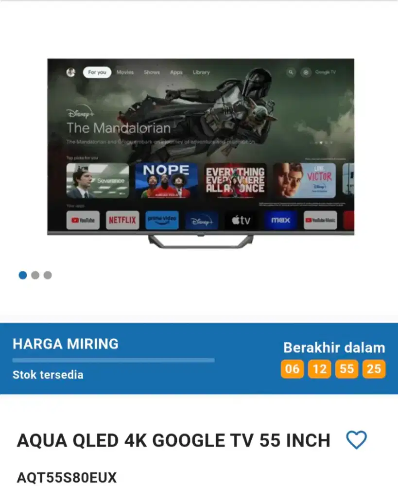 AQUA QLED 4K GOOGLE TV 55 INCH