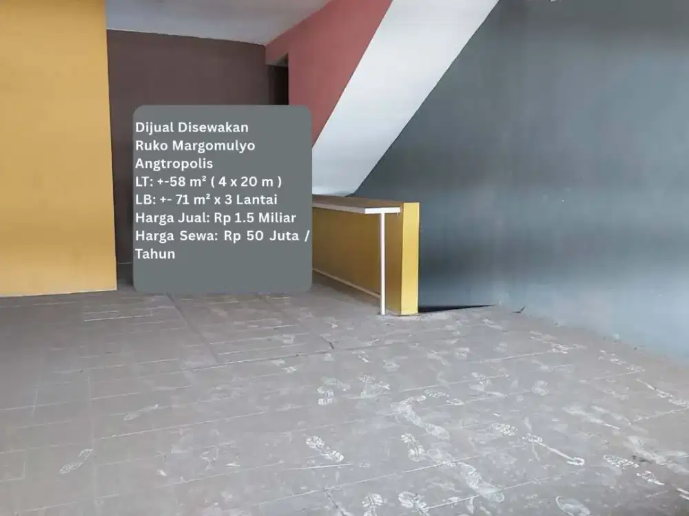 DIJUAL DISEWAKAN RUKO 71M2 PERGUDANGAN ANGTROPOLIS MARGOMULYO SURABAYA BARAT