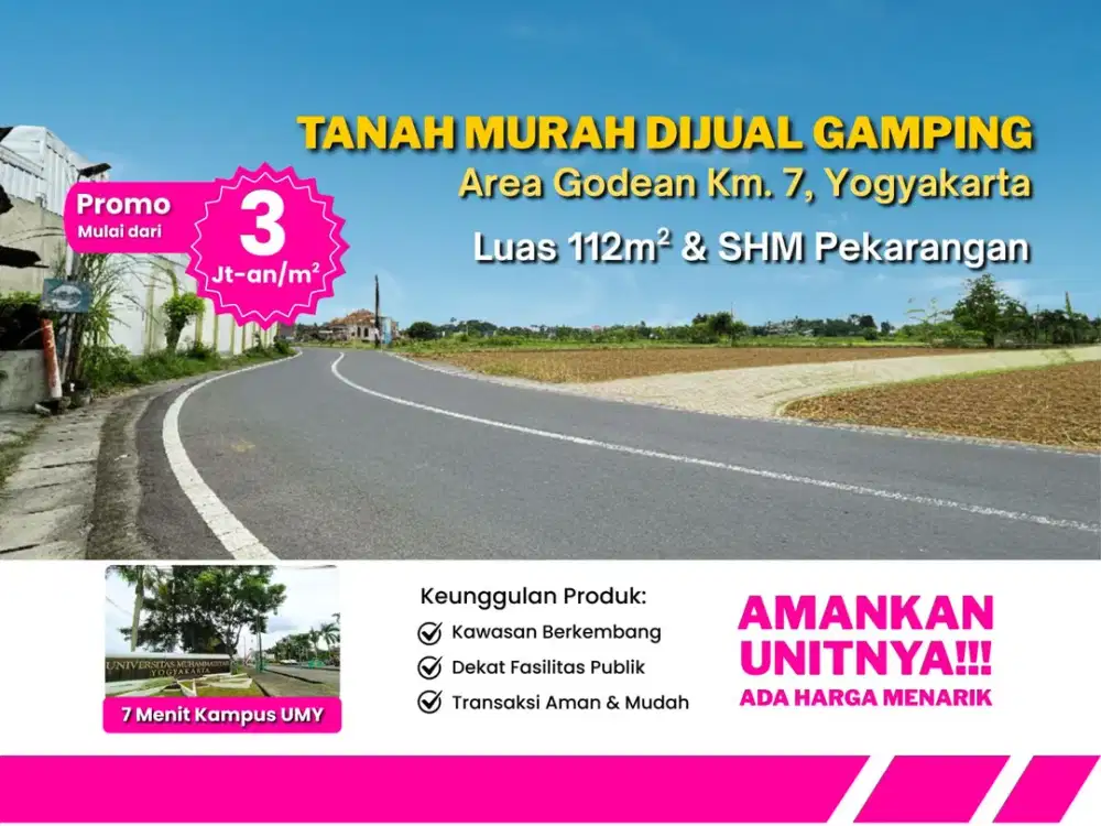 Tanah Jogja Murah Dijual, 10 Menit Malioboro Jogja