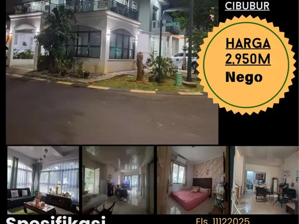 RUMAH DIJUAL LOKASI HOOK KOTA WISATA CIBUBUR