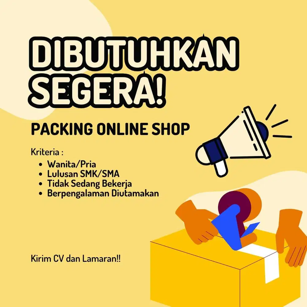 Lowongan Kerja Bagian Packing & Picker (Online Shop)