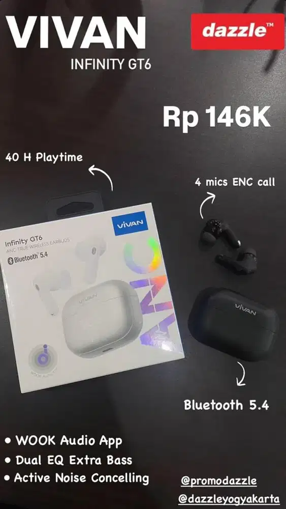 HEADSET NIRKABEL VIVAN INFINITY GT6