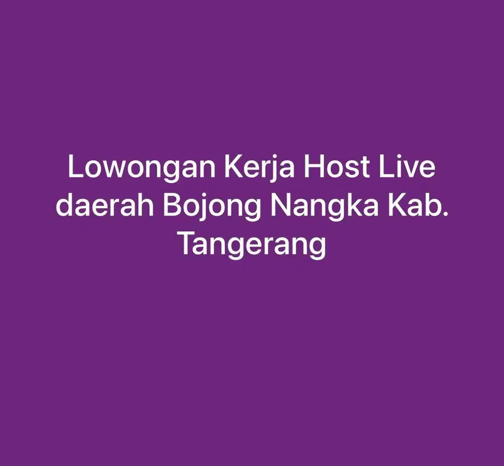 Lowongan Kerja Host Live