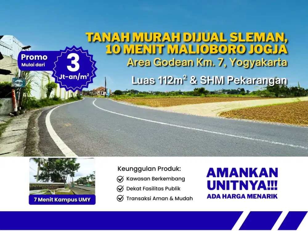 Tanah Murah Dijual Sleman, 10 Menit Malioboro Jogja