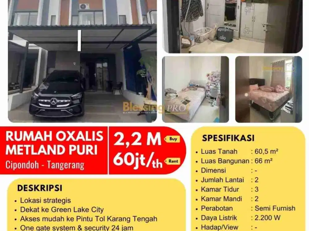 Disewakan Rmh Metland puri