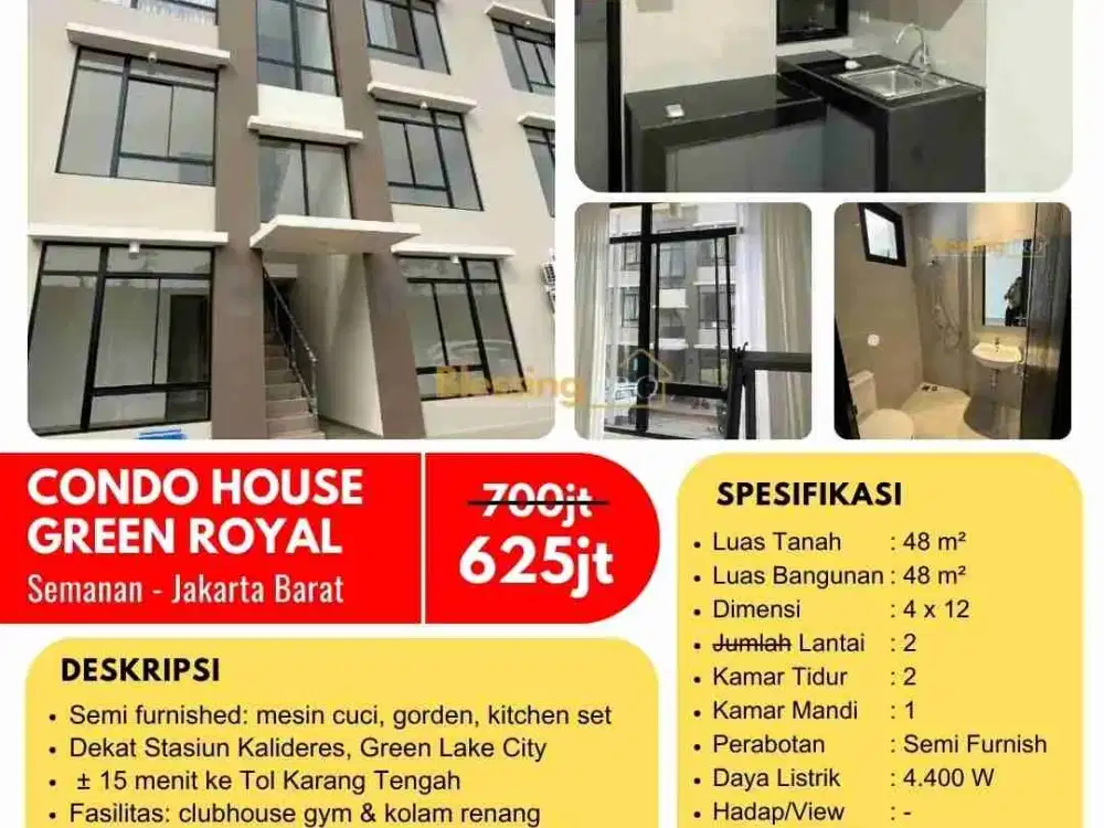 Dijual Condo House green royal Semanan