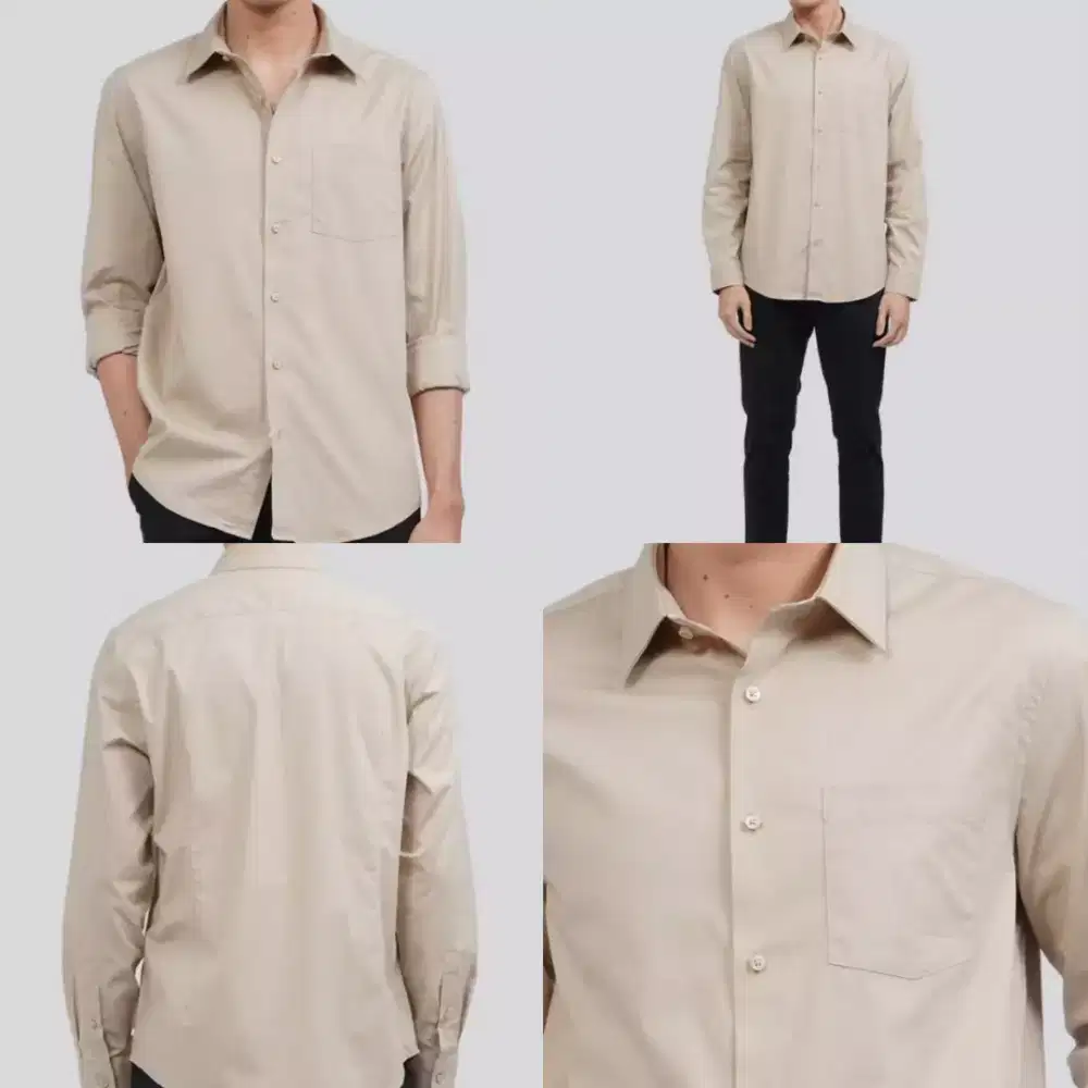 Kemeja Executive Lengan Panjang Warna Taupe Size 16/XL