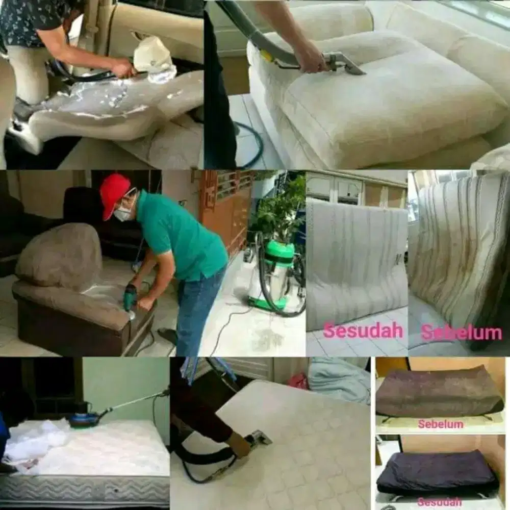 Cuci Sofa, Cuci Springbed/Kasur, Cuci Jok Mobil, Cuci Plafon Mobil.