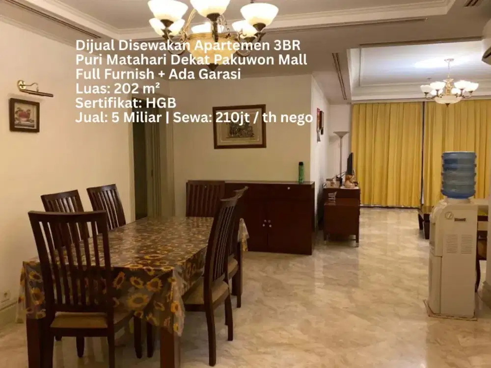 Dijual Apartement Puri Matahari 3BR MURAH LANGKA 202M2 SURABAYA BARAT