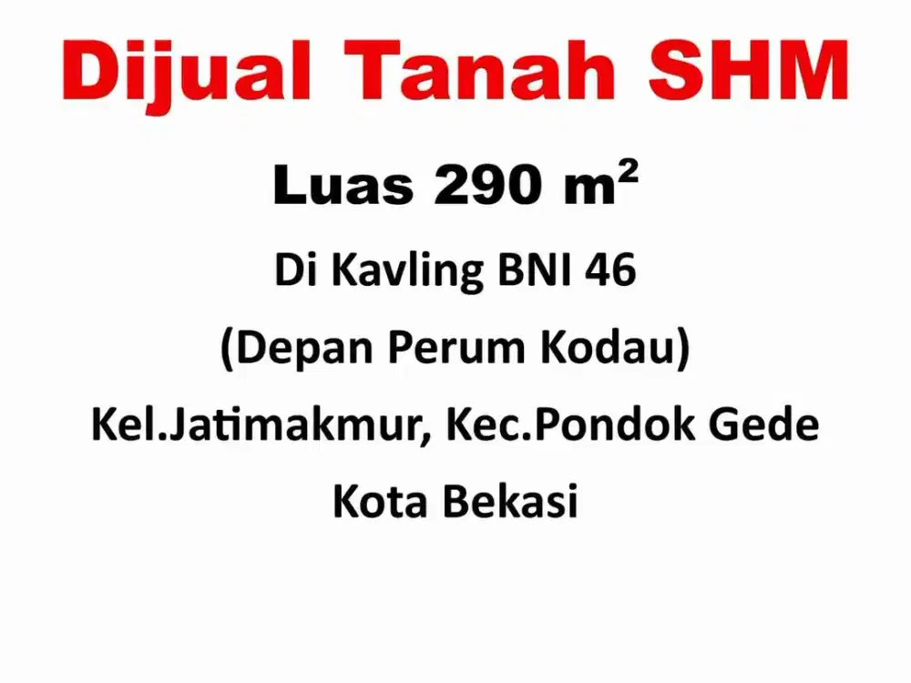 TANAH MURAH 290m BEBAS BANJIR LOKASI STRATEGIS