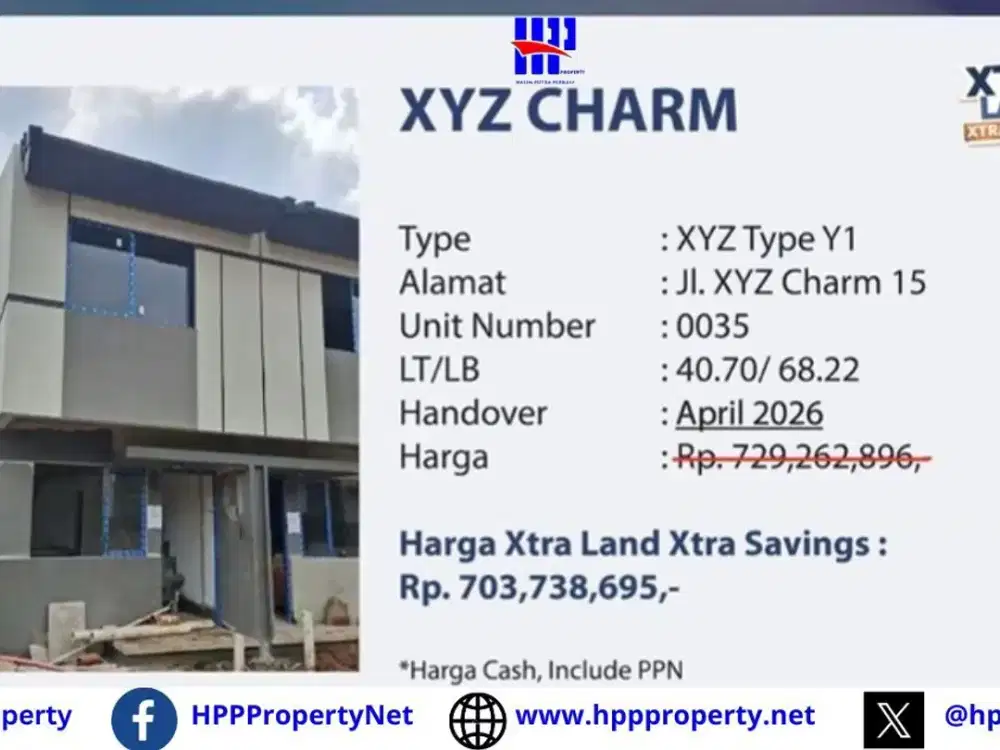 Park Serpong – XTRA Land XTRA Savings | XYZ CHARM – Type Y1