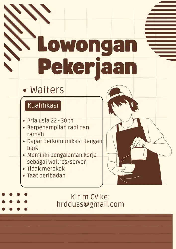 Lowongan kerja waitres/server restaurant western