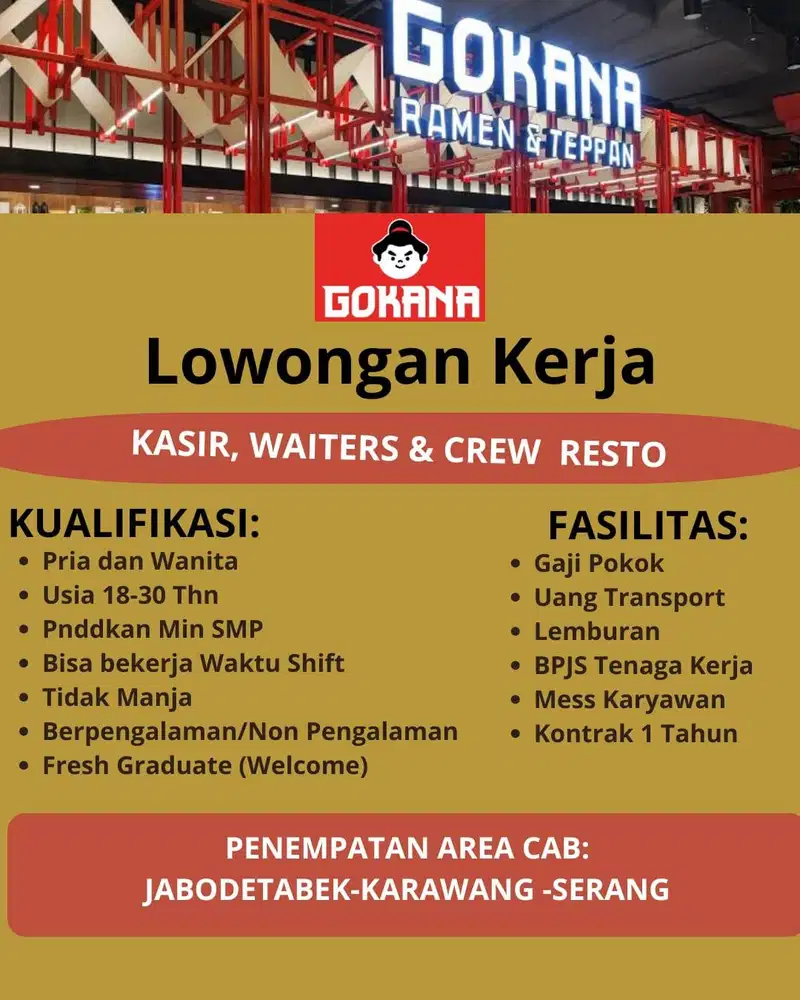 Butuh Segera Tenaga Untuk di Resto