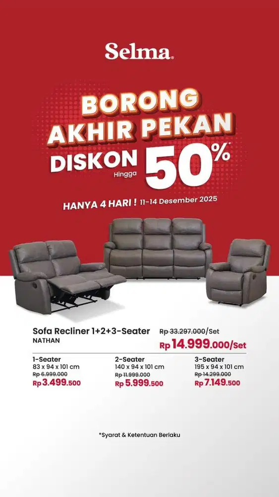 Jual sofa set recline promo murah minggu ini