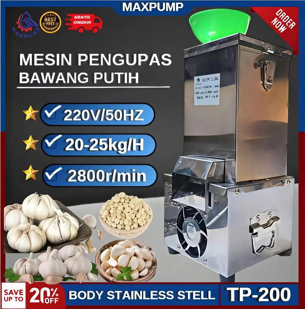 MAXPUMP TP-200 Mesin Pengupas Kulit Bawang Putih
