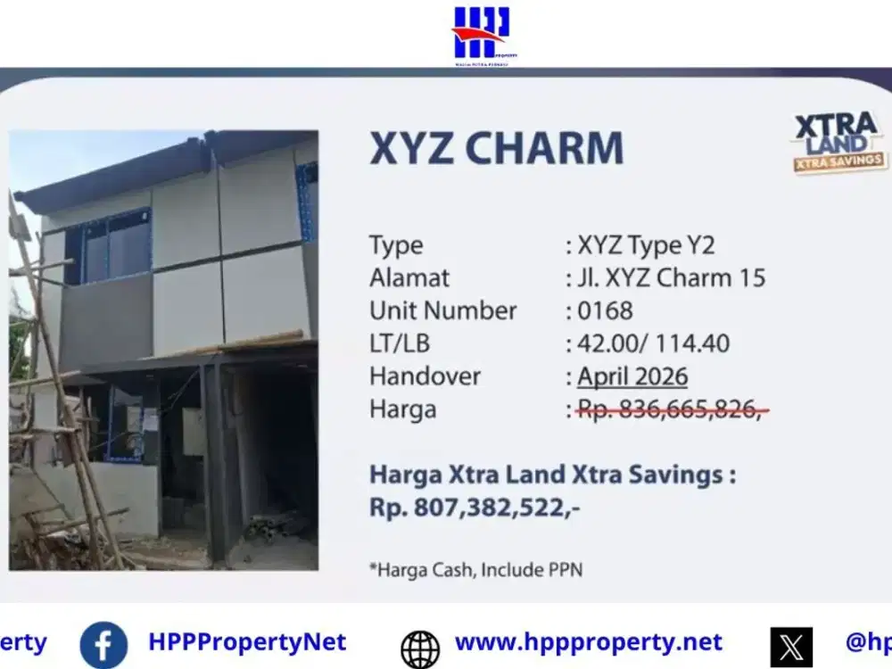 Park Serpong – XTRA Land XTRA Savings | XYZ CHARM – Type Y2