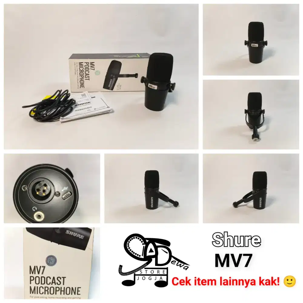 SHURE MV7 ORIGINAL MIC DYNAMIC PODCAST DINAMIK bkn plus mv7x sm7b mv7+