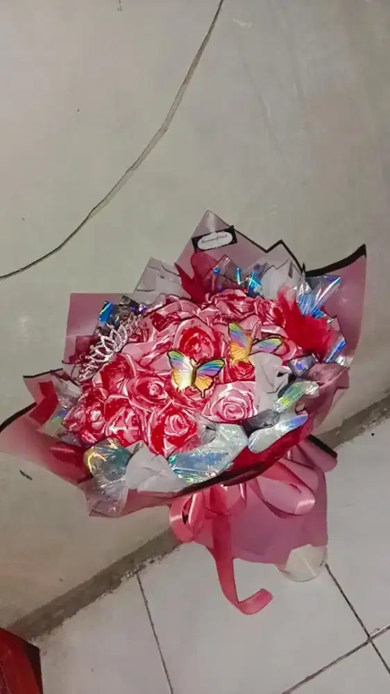 Jual buket bunga pita satin tangerang