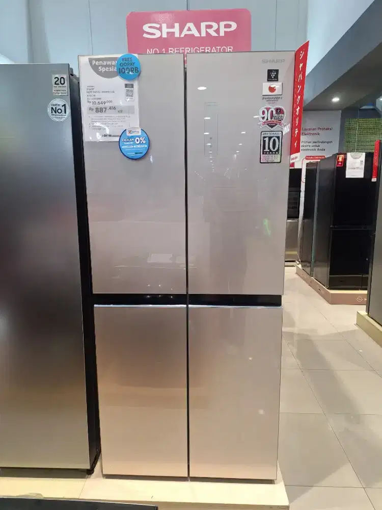 CREDIT KULKAS SHARP 472ltr bunga 0% FREE 2 BULAN