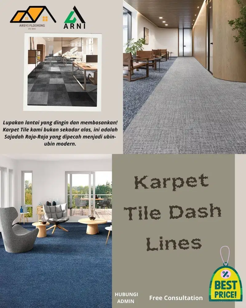 DASH LINE Karpet Tile 50 x 50 | Karpet Tile Untuk Kantor,Bioskop,Hotel