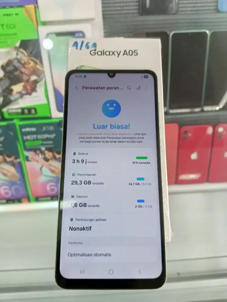 Samsung A05 4/64 seken , lecet pakean aja HP+DUS