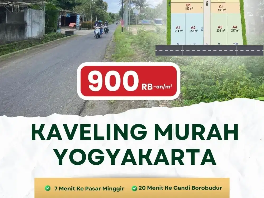 Tanah Murah 100 Jt-an Dekat Exit Tol Tempel kulonprogo 25 menit dari borobudur