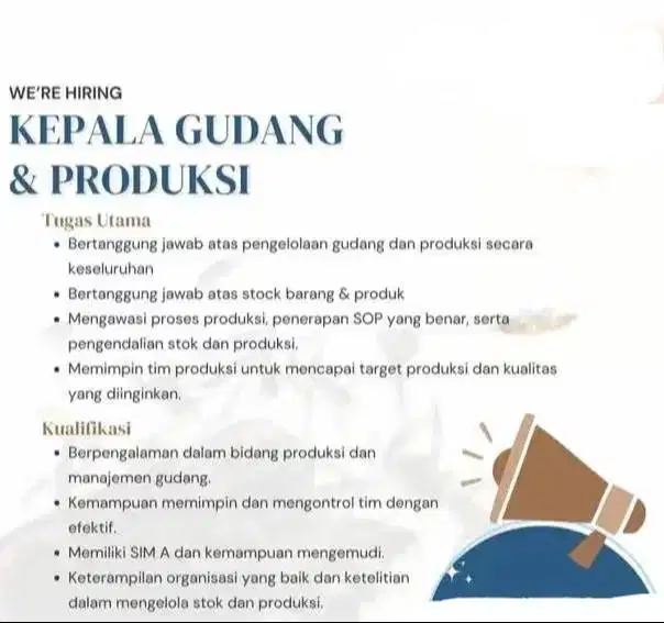 Kepala Produksi & Kepala Gudang (Teh)