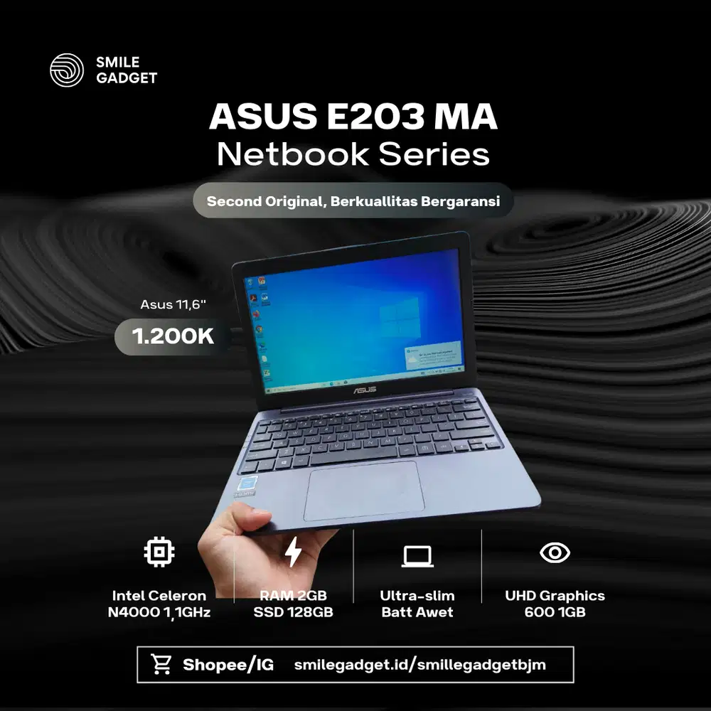 Asus E203MA Second Intel Celeron VGA Intel HD Ram 2GB SSD 128GB