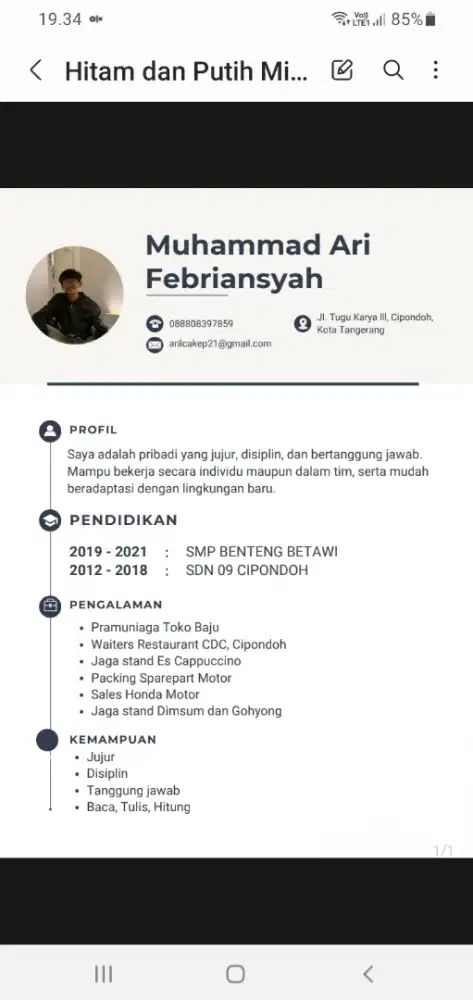 saya sedang mencari pekerjaan