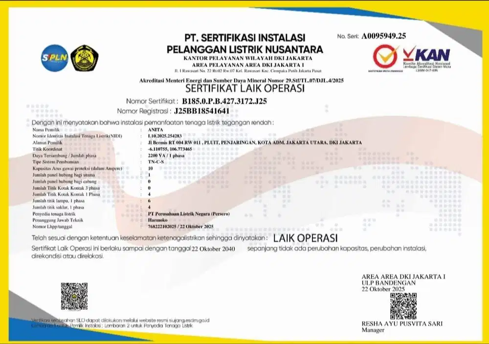 Pembuatan Jasa SLO Dan Nidi, Pasang Baru Listrik, Dll