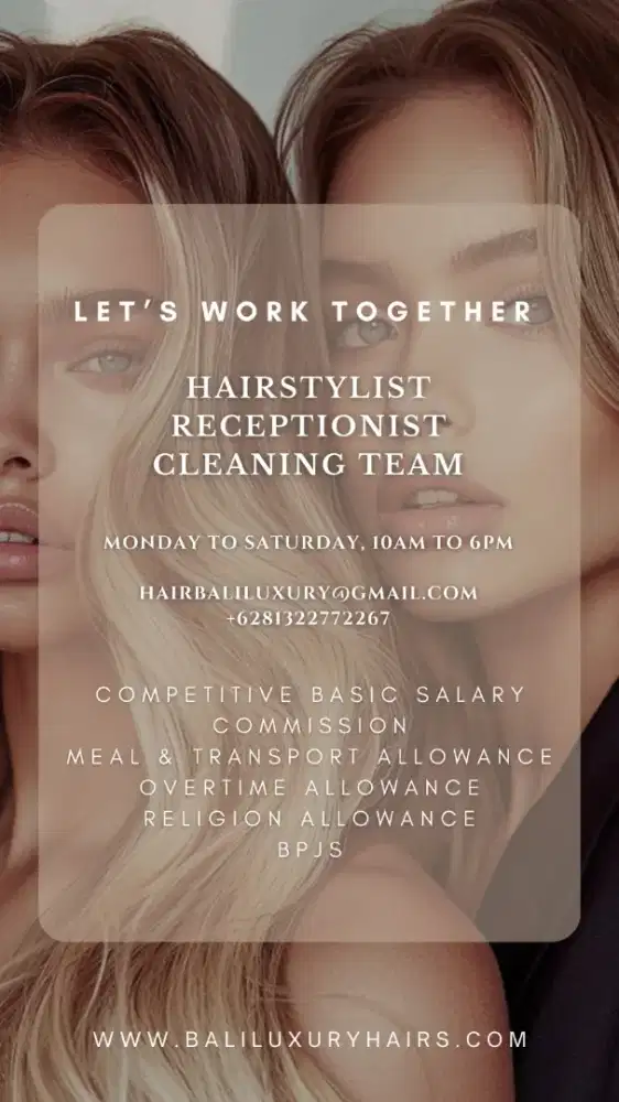 LOWONGAN KERJA: Hairstylist-Resepsionis-Office Girl
