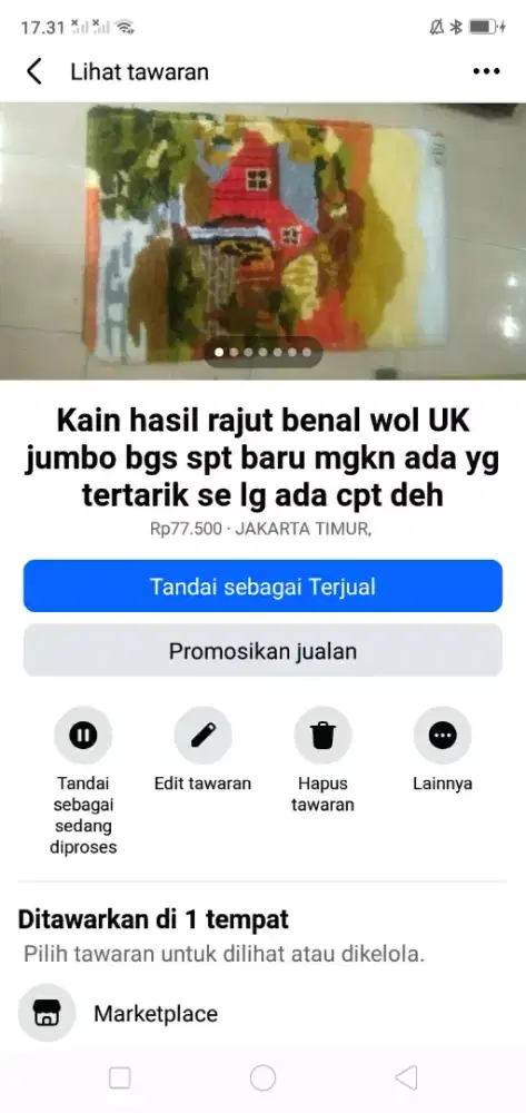 Kain rajut hiasan dinding jumbo kond spt baru mgkn ada yg tertarik