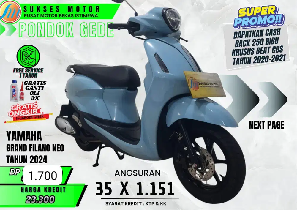 YAMAHA FILANO TH 2024 DP MURAH ANGS SUPER RINGAN PROSES KREDIT MUDAH