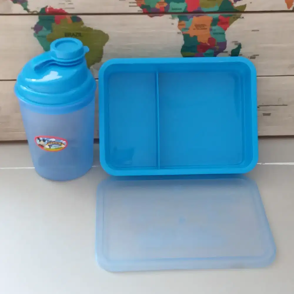 Kotak makan set gelas Tantos plastik food grade, baru