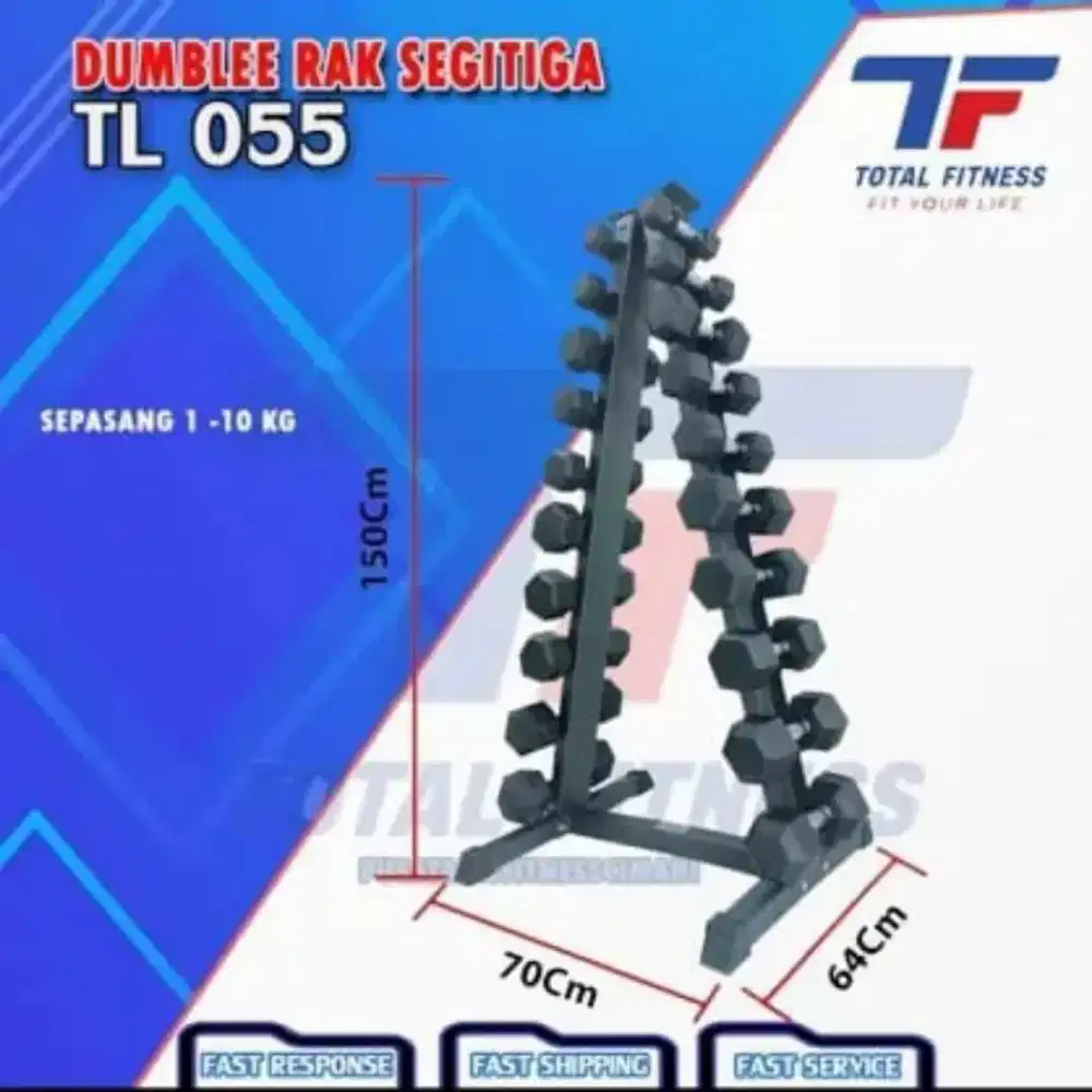 Dumbel Rack set 1kg-10kg Total Fitnes dumble
