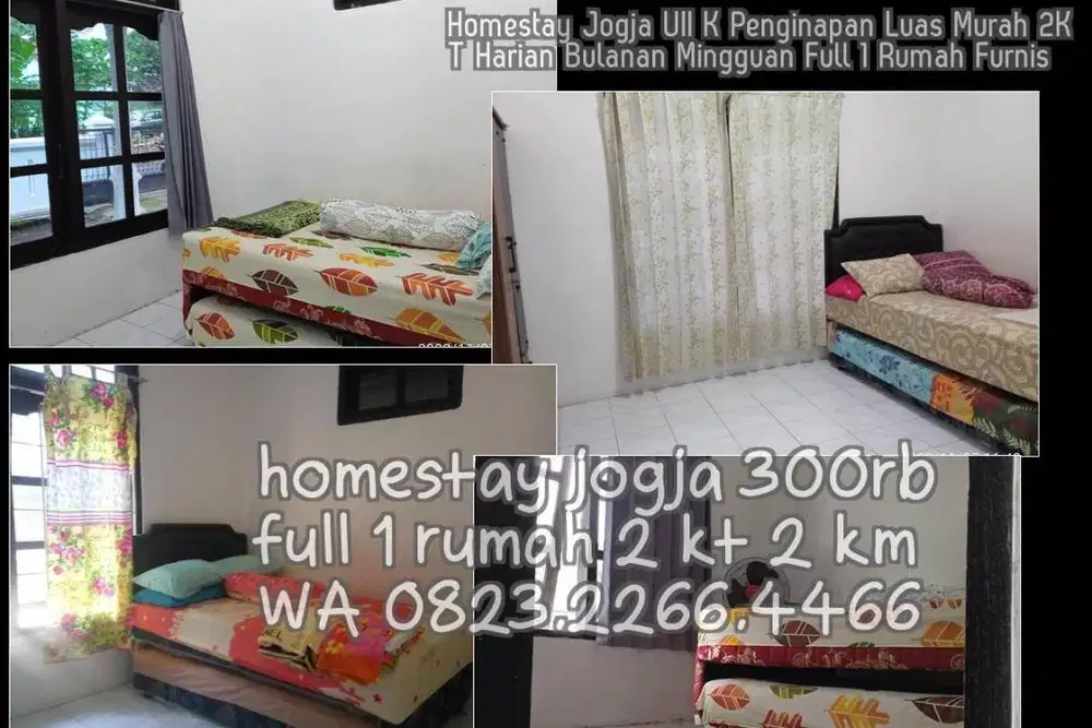 Homestay Jogja UII K Penginapan Luas Murah 2KT Harian Bulanan Mingguan